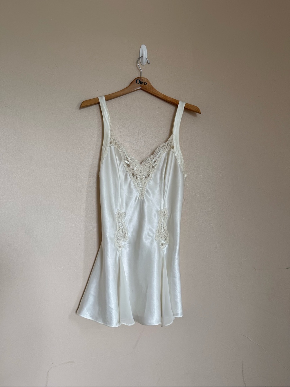 (1998) Vintage Victoria's Secret Ivory Satin Lace-Trim Chemise